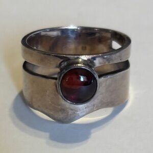 Sterling Silver Ring with Red Gemstone
